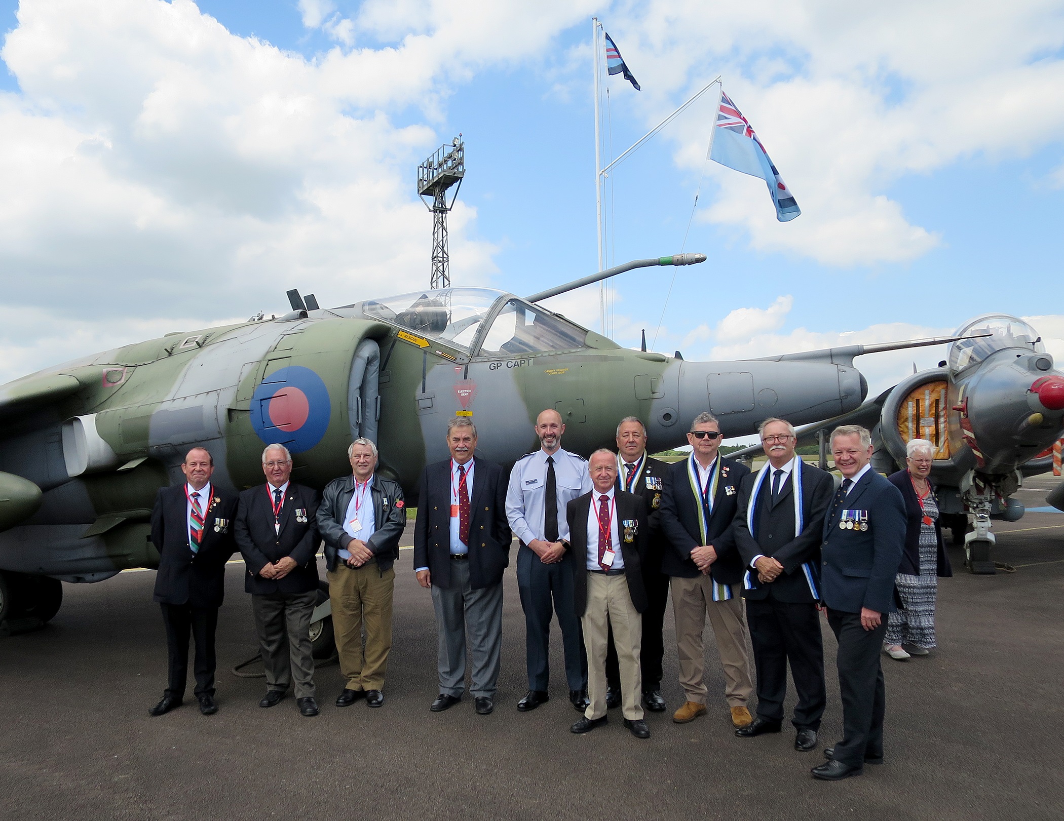 Wing Commander Jez case with some of the invited guests. Gp Capt Iveson is on the left